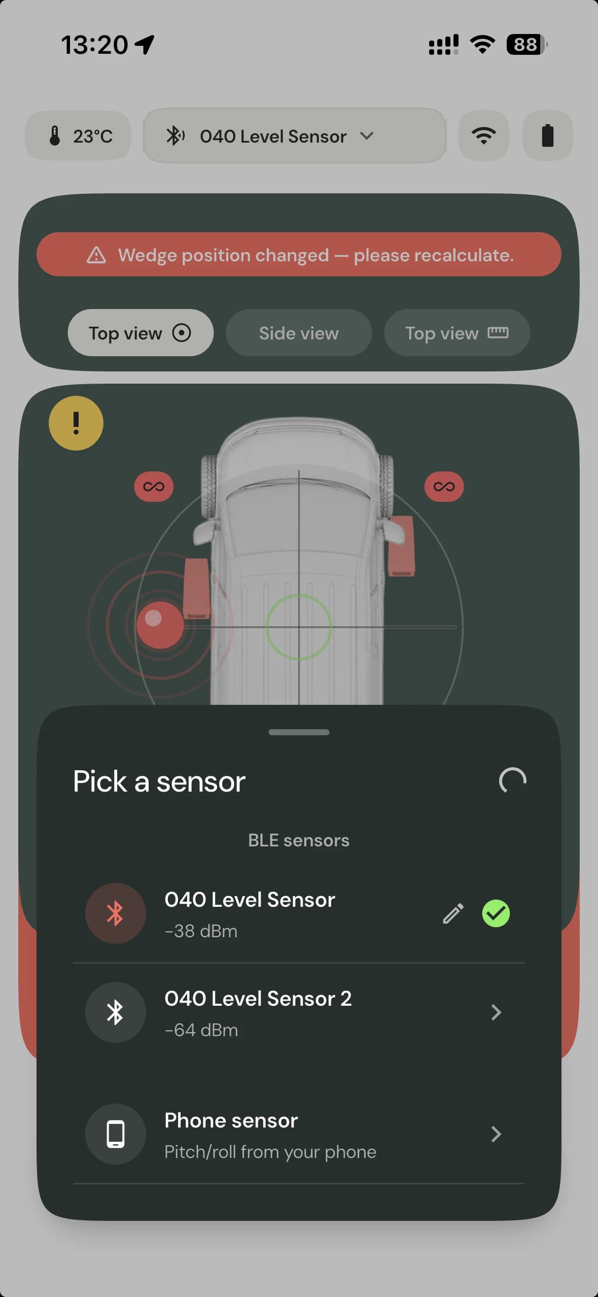 Sensor connection list