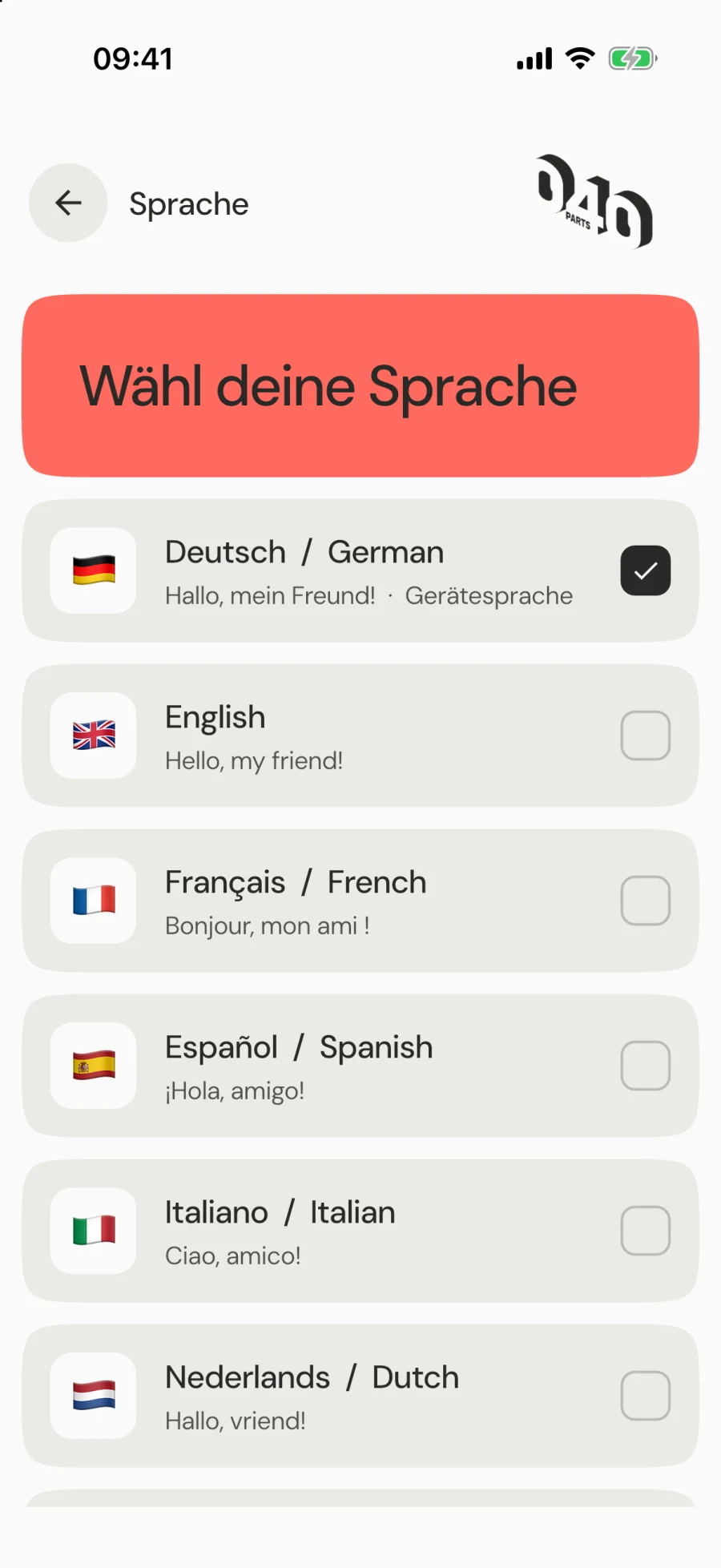 Sprachauswahl