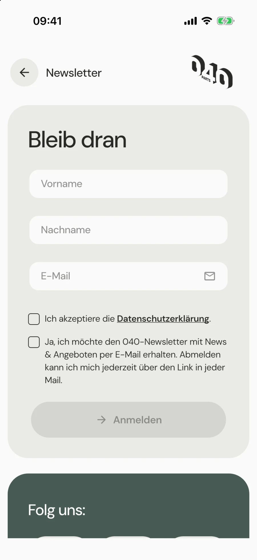 Newsletter-Anmeldung