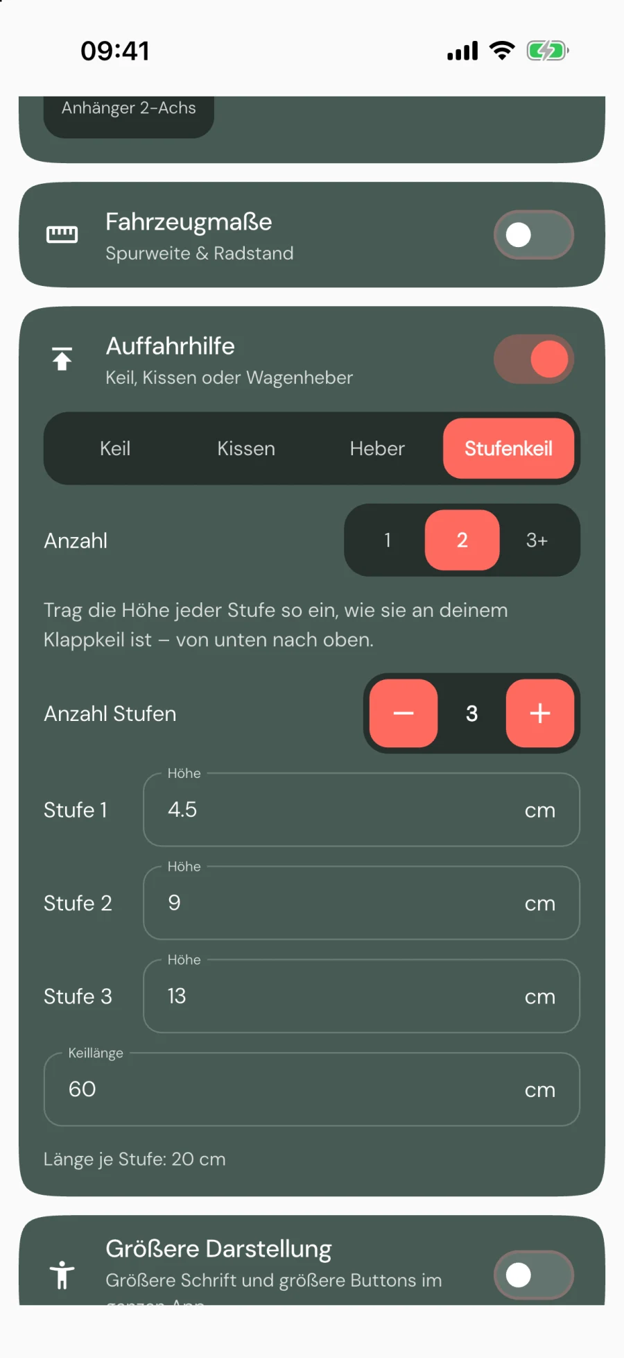 Auffahrhilfe Stufenkeil einstellen