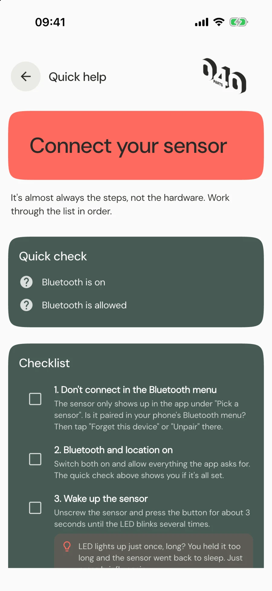 Quick help: checklist to tick off